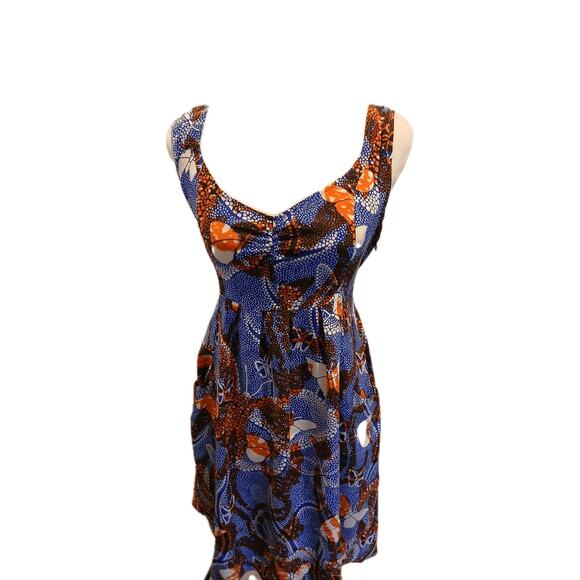 Maeve For Anthropologie 100% Silk Blue Butterfly Print Dress Size 8 - Picture 1 of 7